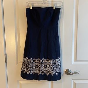 LOFT embroidered strapless dress